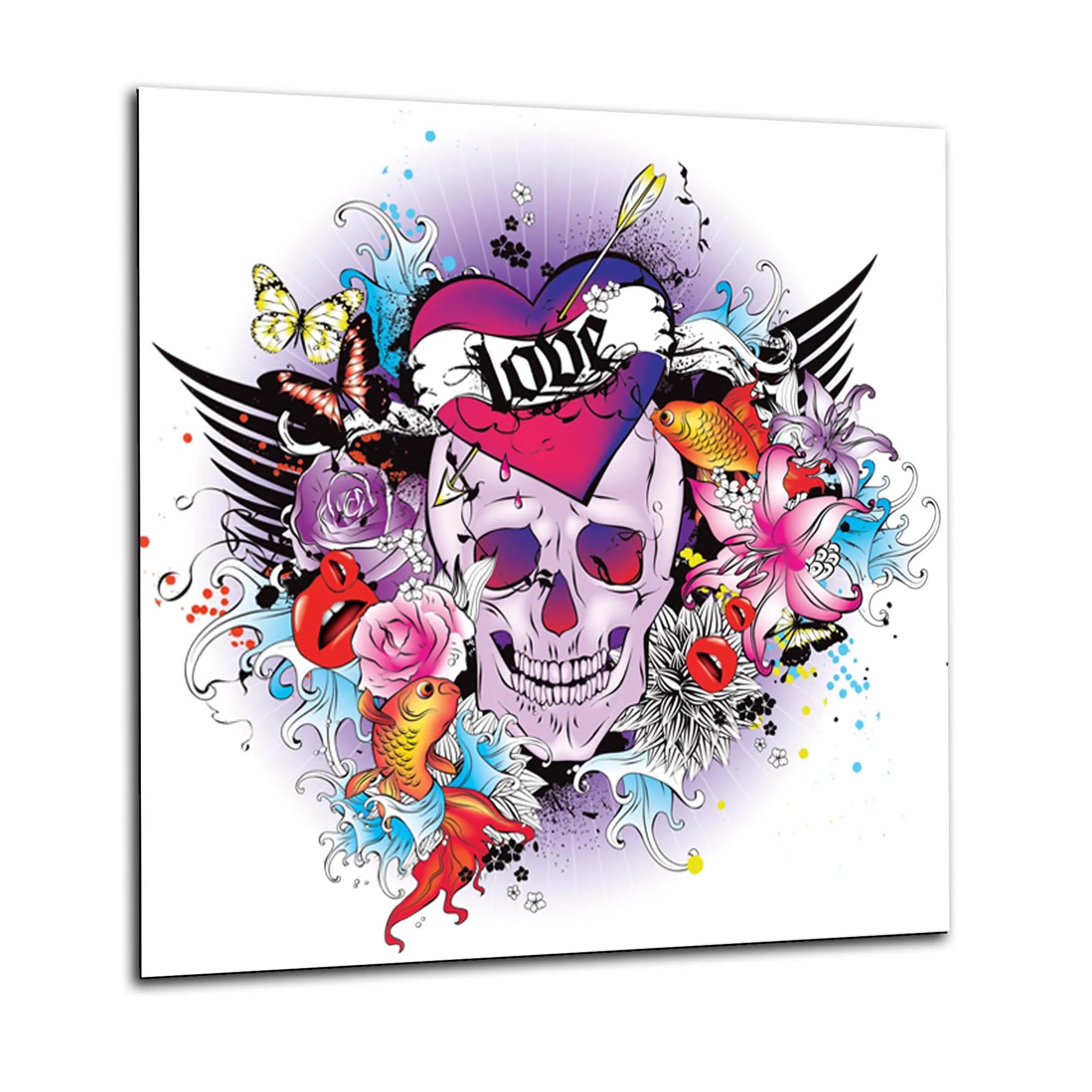 Skull Heart Glass Splashback