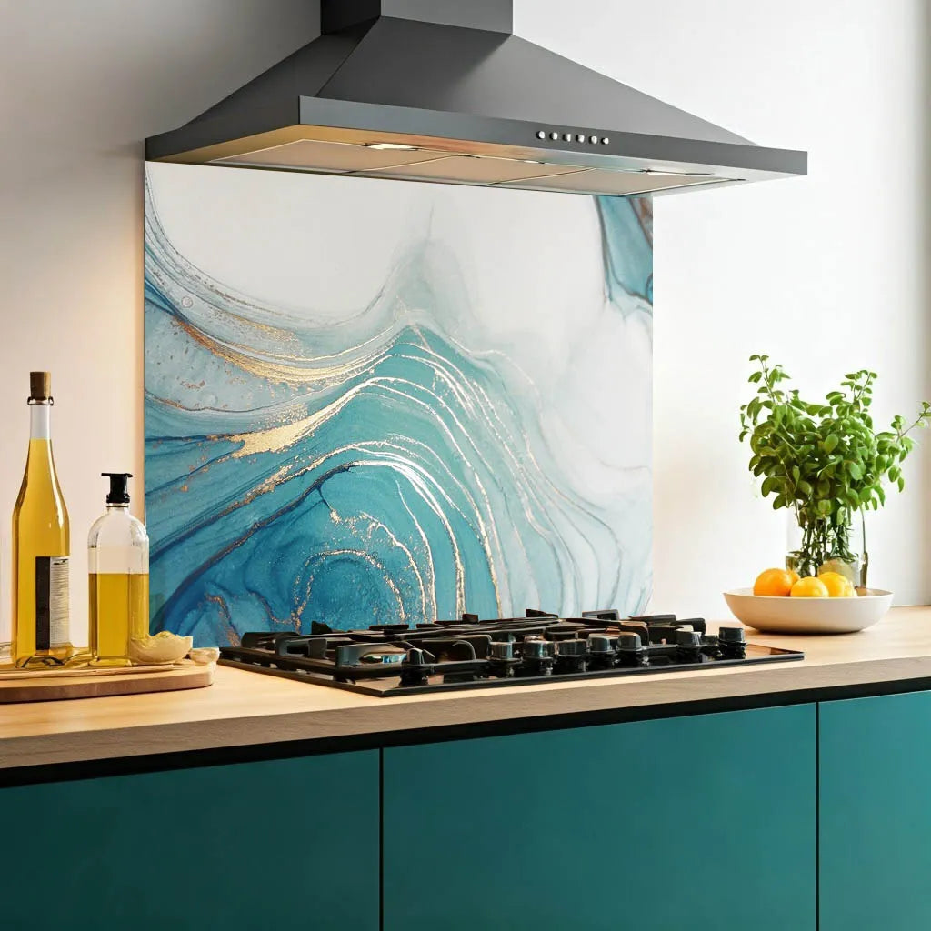 Blue Aqua Deluxe Glass Splashback