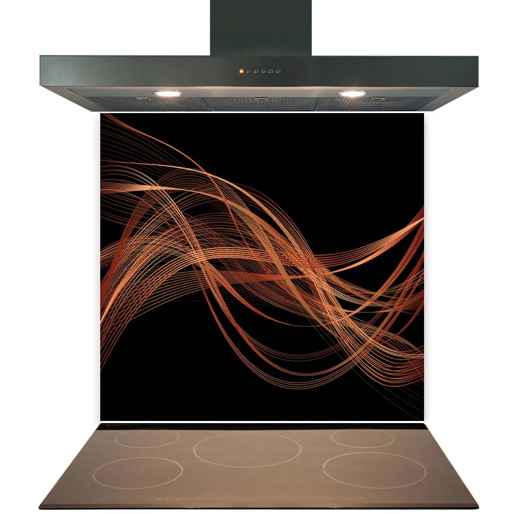 Black Copper Wave Kitchen Splashback