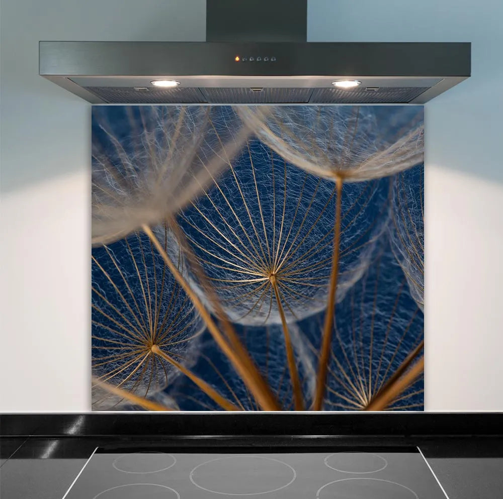 Blue Copper Dandelions Kitchen Splashback