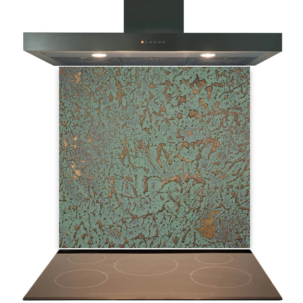 Copper Patina Effect Glass Splashback