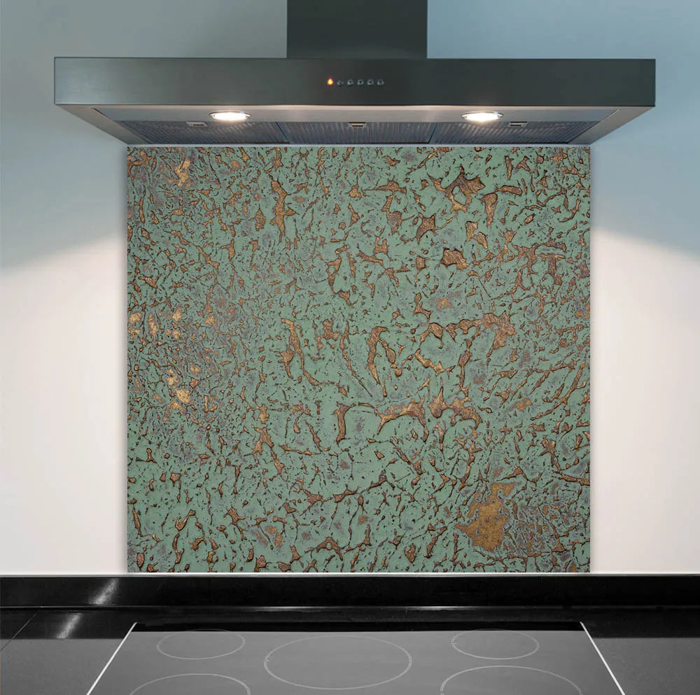 Copper Patina Effect Glass Splashback