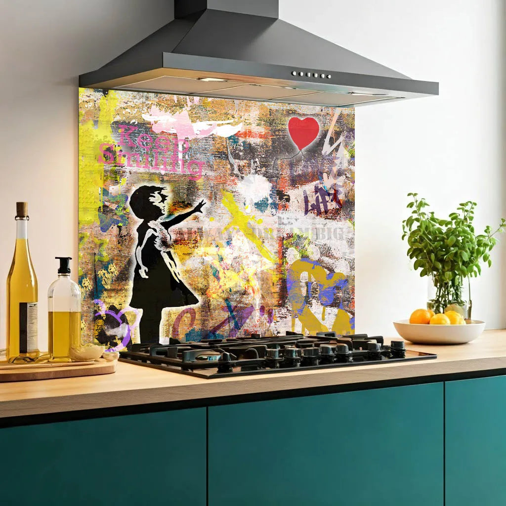 Balloon Girl Glass Splashback