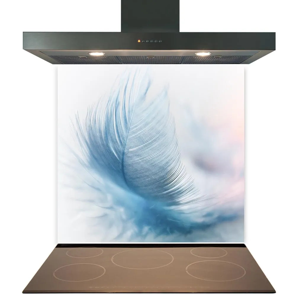 Blue Feather Glass Splashback