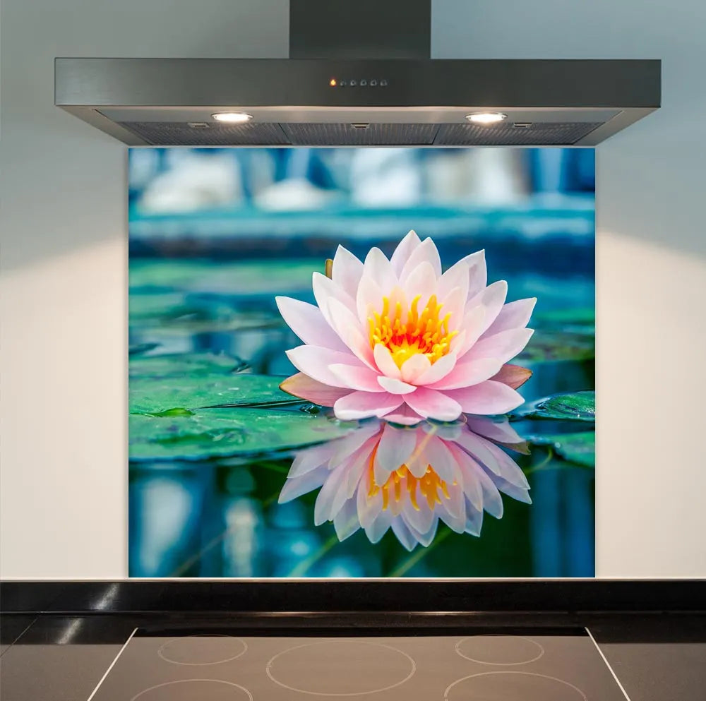 Pink Water Flower Kitchen Splashback