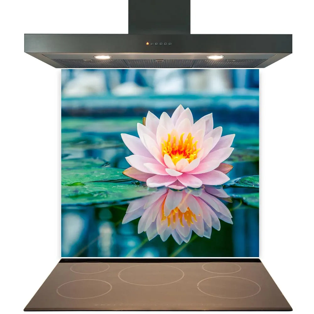Pink Water Flower Kitchen Splashback