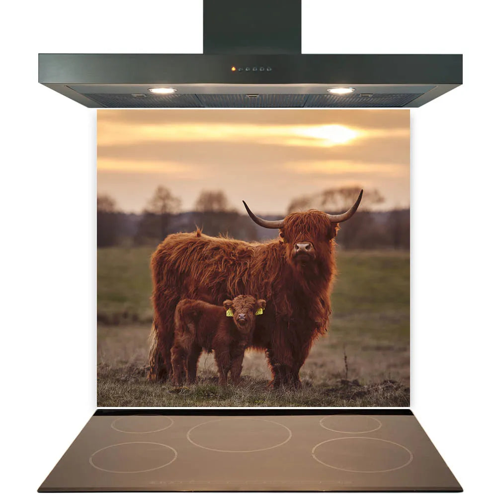 Highland Cow Duo Kitchen Splashback