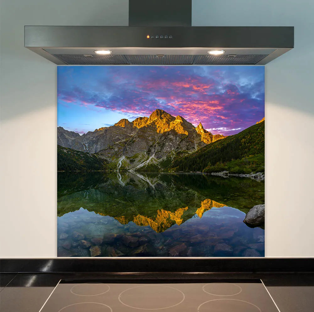 Mountain Sunset Glass Splashback