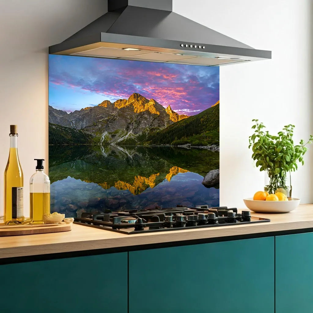 Mountain Sunset Glass Splashback