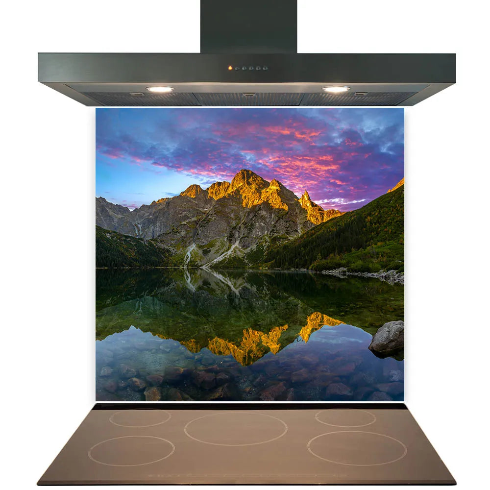 Mountain Sunset Glass Splashback