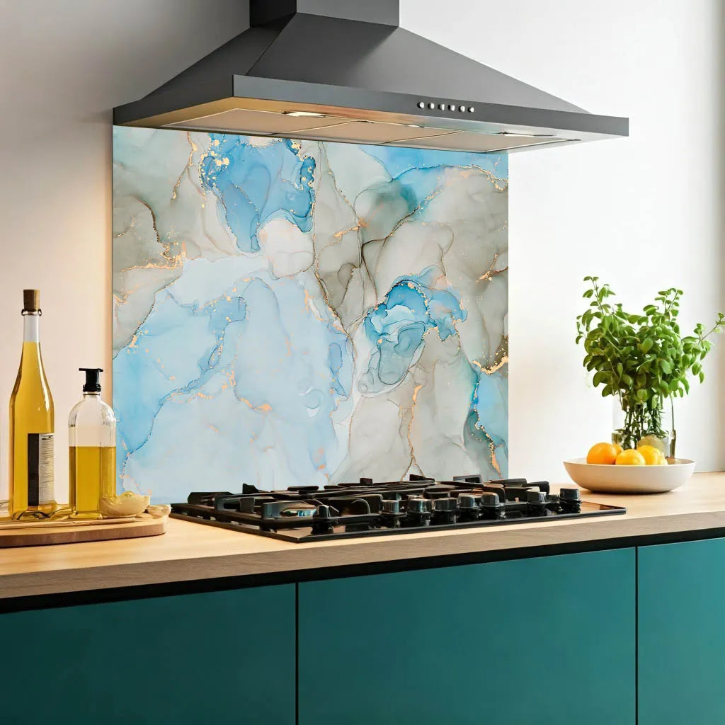 Light Blue Deluxe Glass Splashback