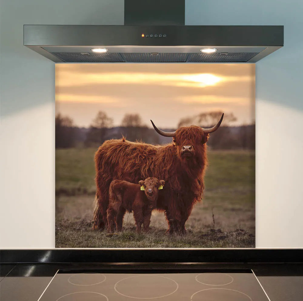 Highland Cow Duo Kitchen Splashback