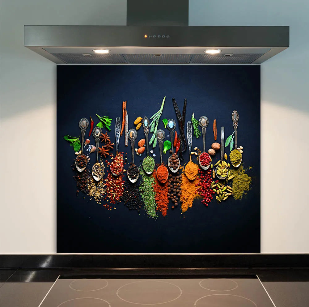 Antique Spices Glass Splashback