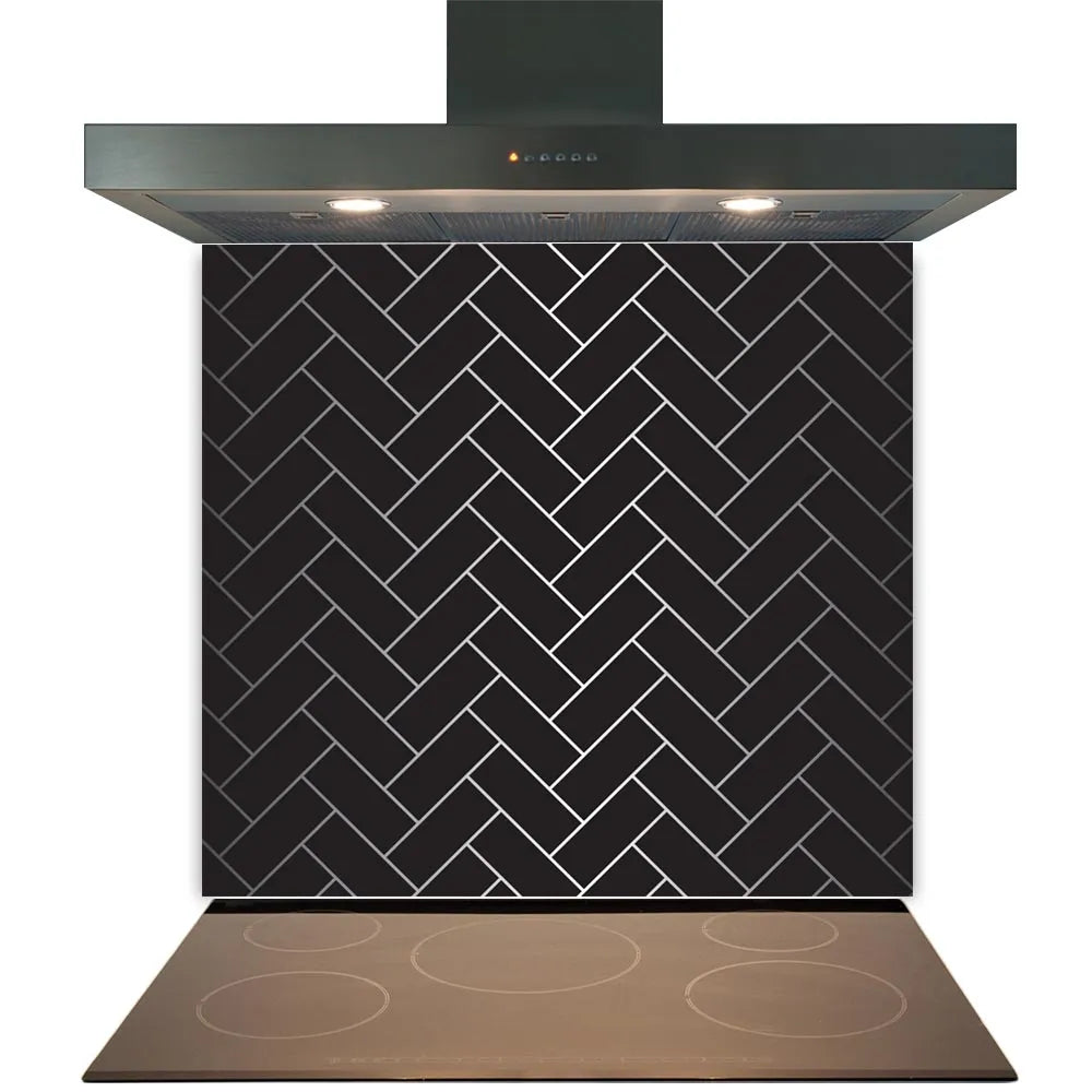 Black Geometric Glass Splashback | Printed Image Glass Splashbacks