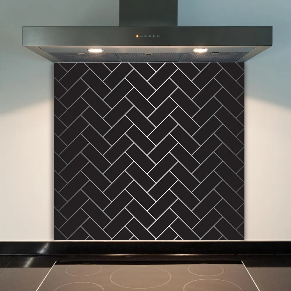 Black Geometric Glass Splashback