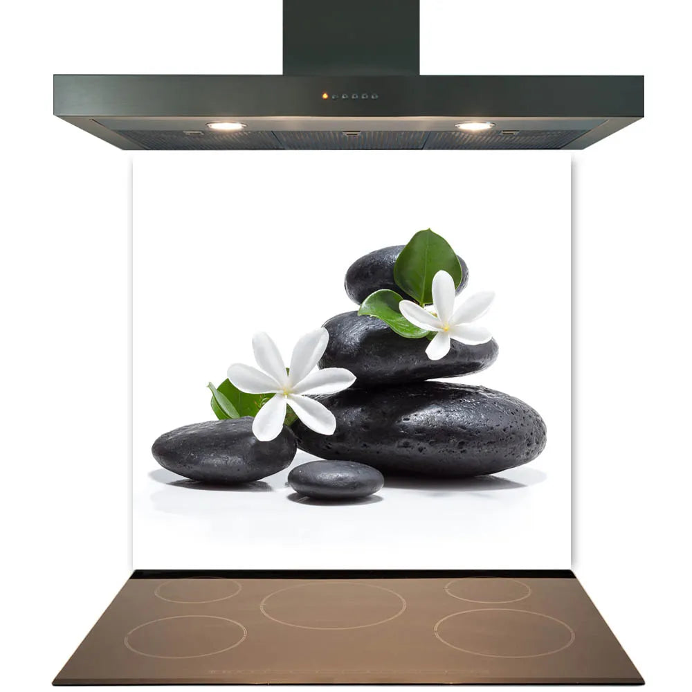 Black Zen Stones Glass Splashback