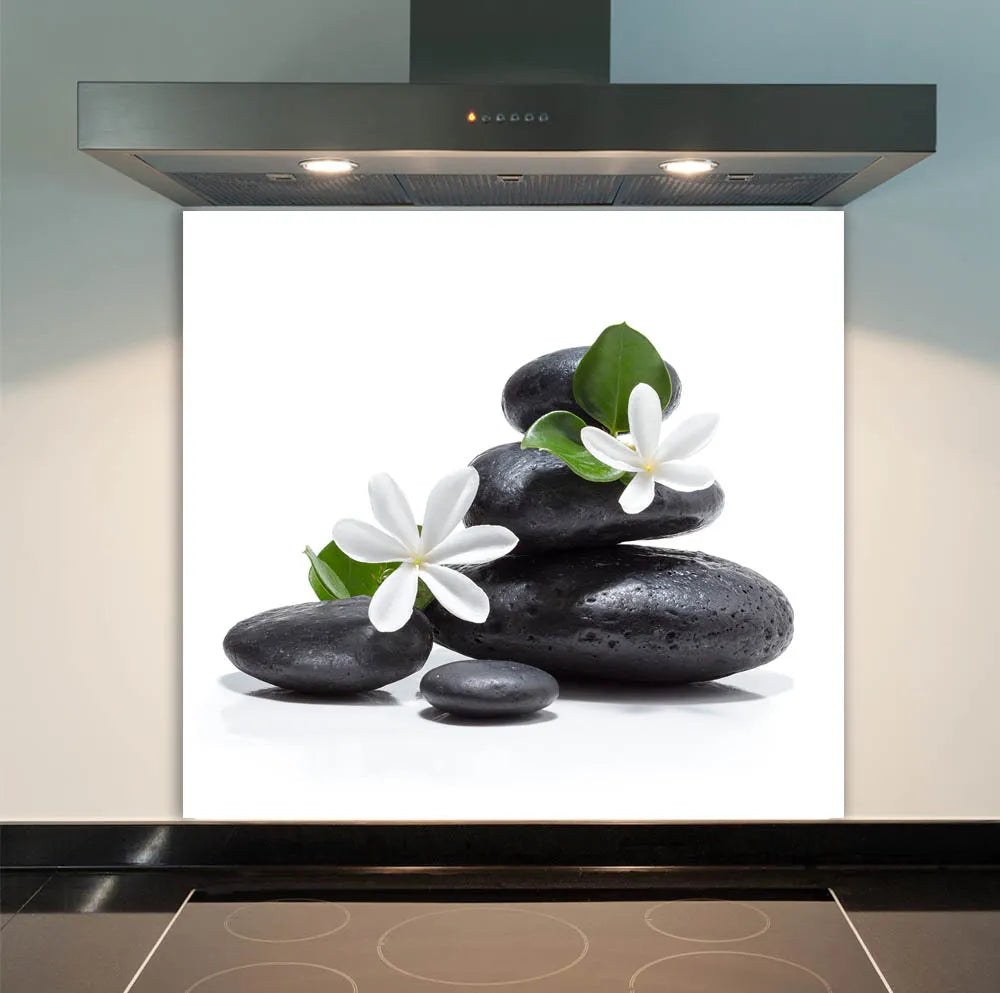 Black Zen Stones Glass Splashback