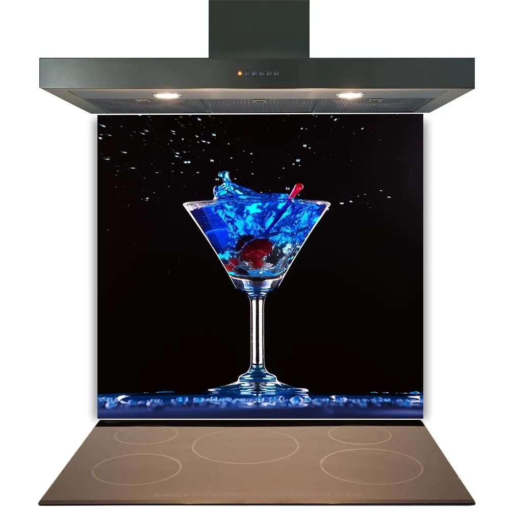 Blue Cocktail Glass Splashback