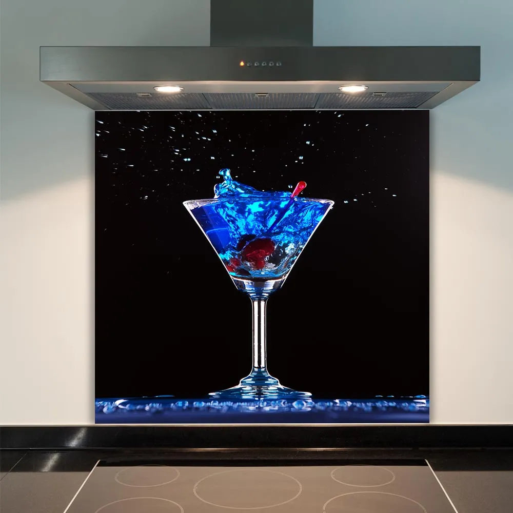 Cocktail Dropbacks Blue Cocktail Glass Splashback | Printed Image Glass Splashbacks
