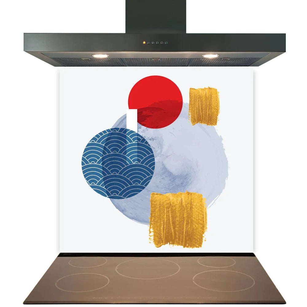 Blue Gold Abstract Glass Splashback