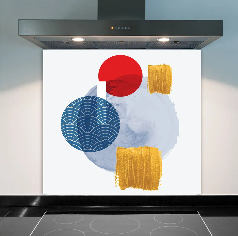 Blue Gold Abstract Glass Splashback