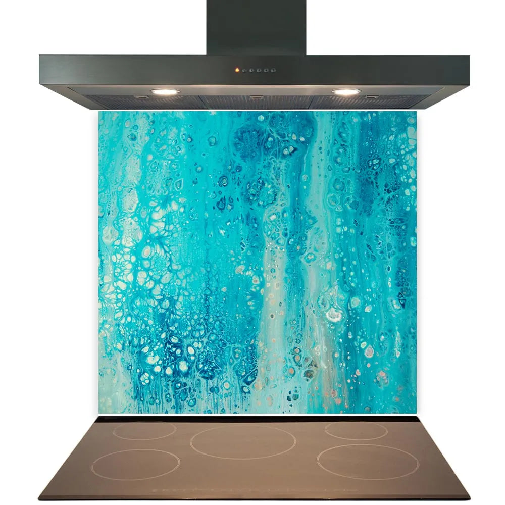 Blue Oil Glass Splashback