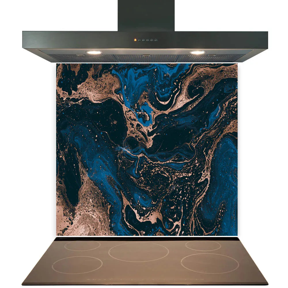 Blue Swirl Glass Splashback