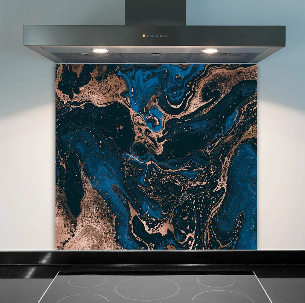 Blue Swirl Glass Splashback
