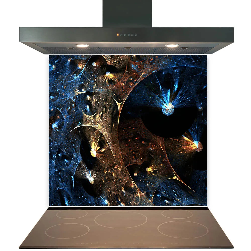 Blue Webs Glass Splashback