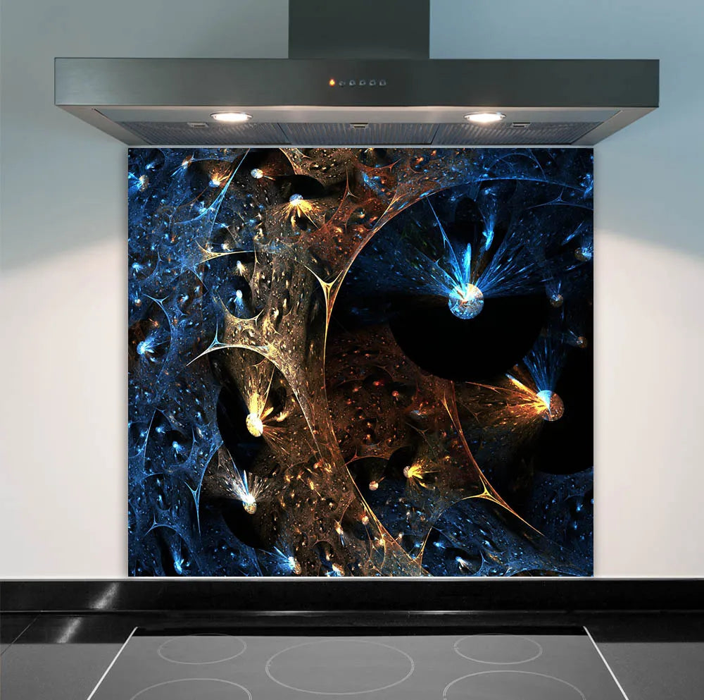 Blue Webs Glass Splashback