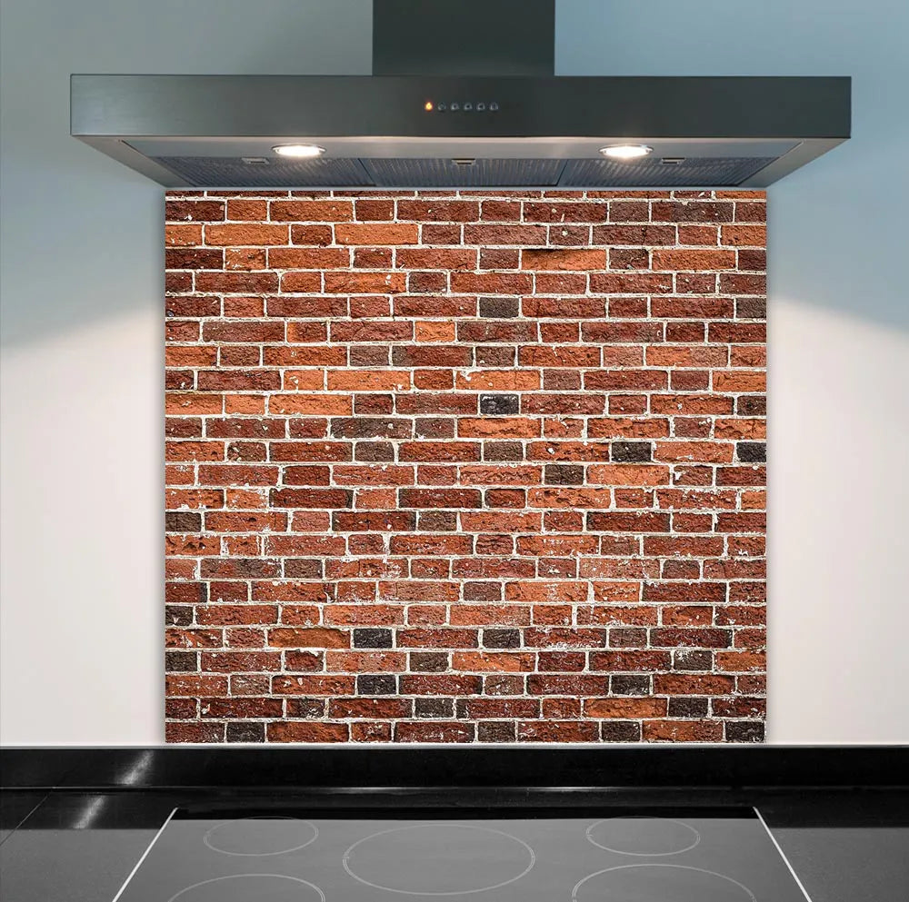 Brown Brick Effect Glass Splashback