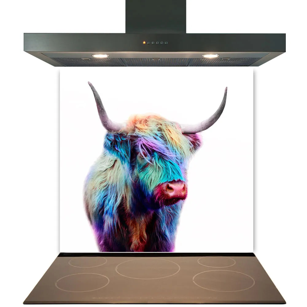 Colourful Cow Glass Splashback