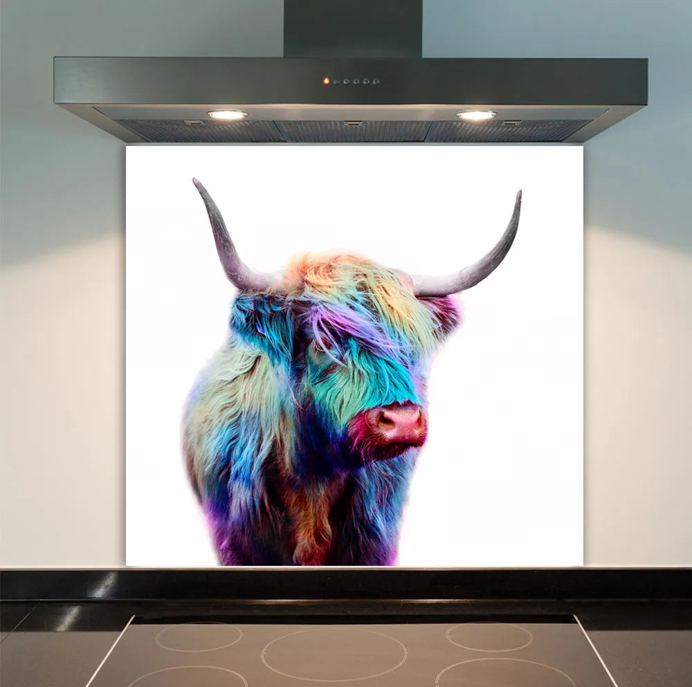 Colourful Cow Glass Splashback