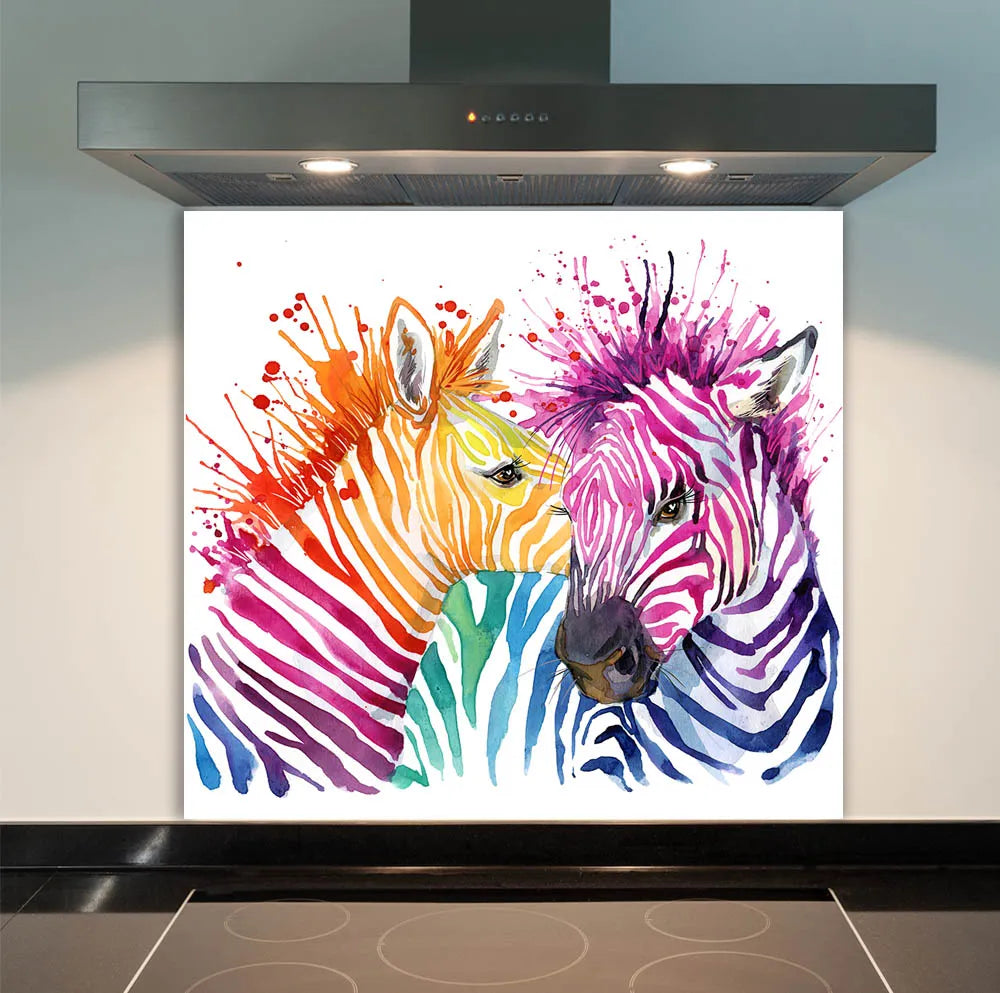 Colourful Zebra Glass Splashback