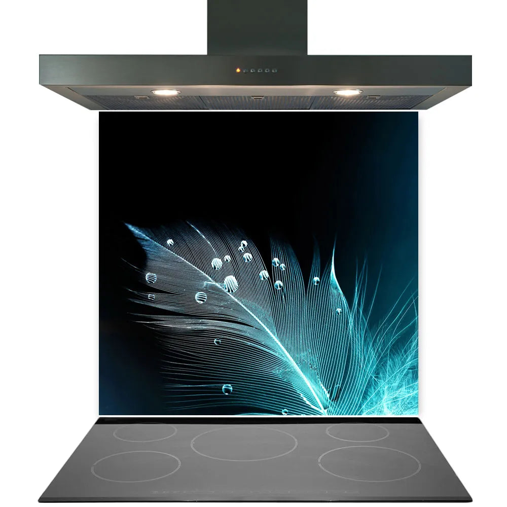 Feather Droplets Glass Splashback