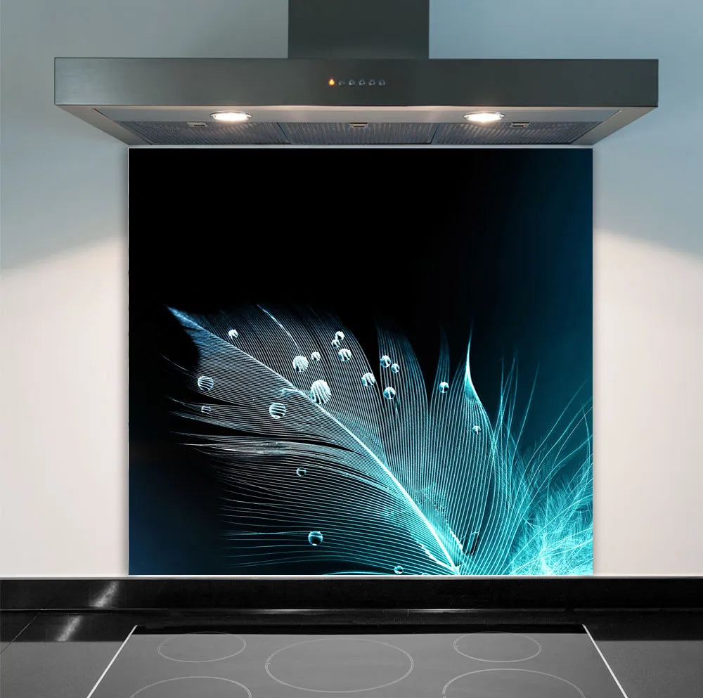Feather Droplets Glass Splashback