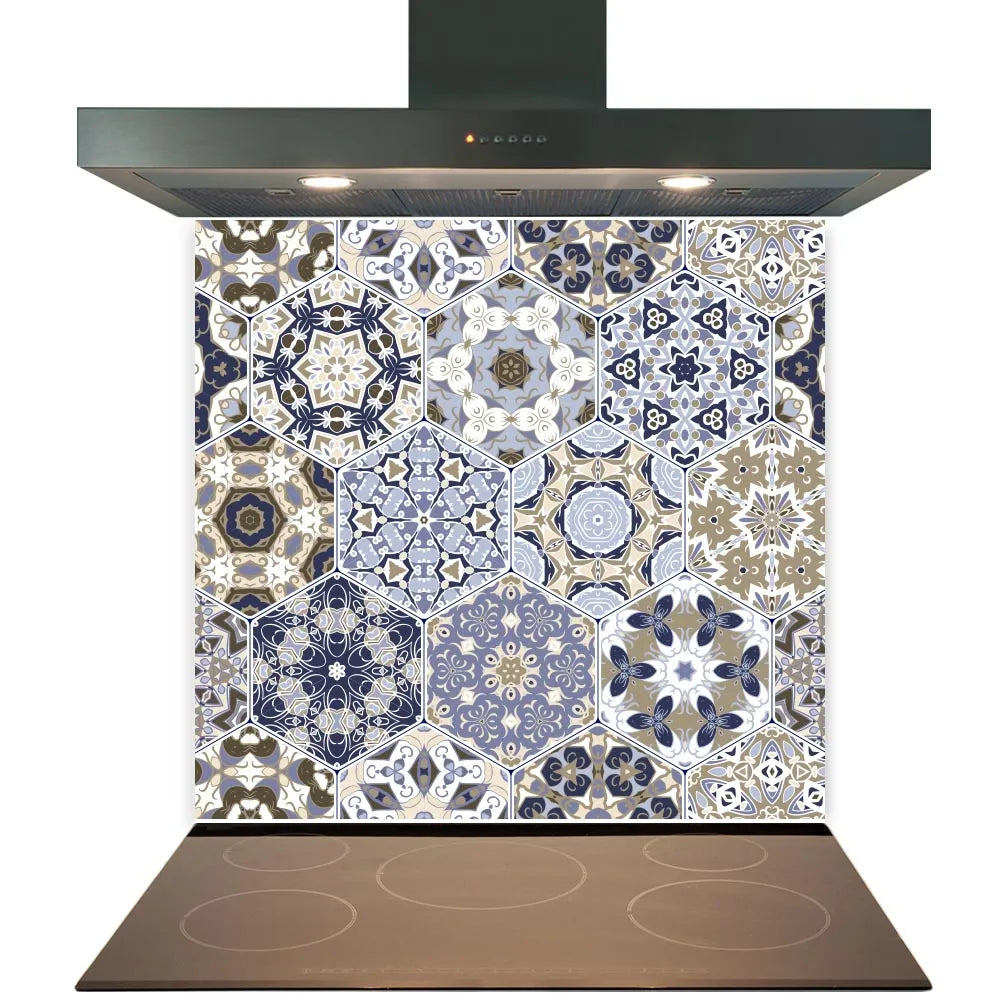 Gold Blue Mosaic Glass Splashback
