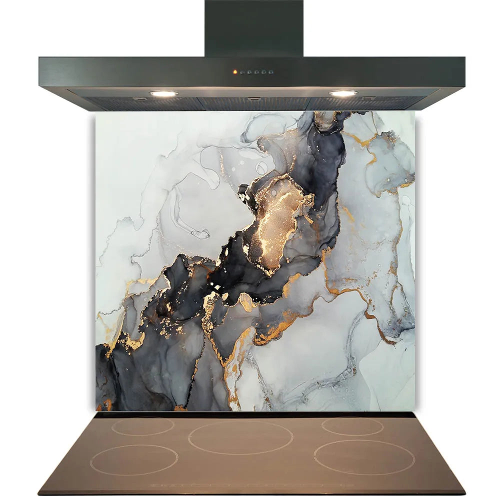 Gold Electric Marble Effect Glass Splashback