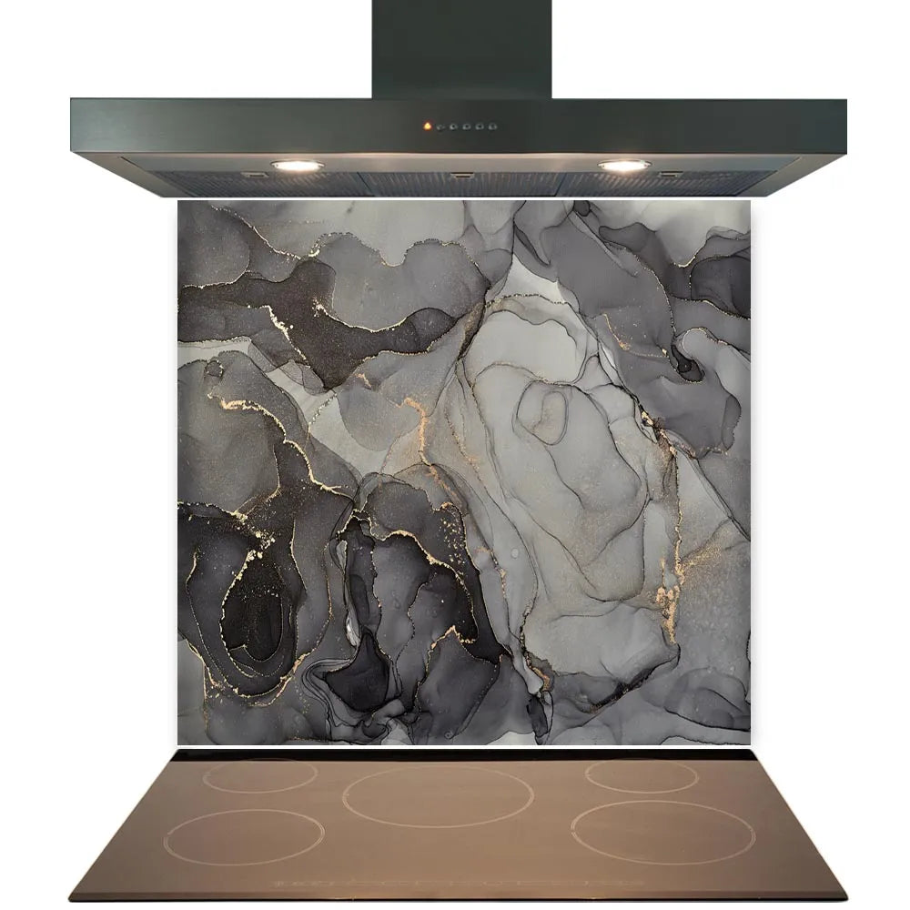 Gold Grey Granite Effect Glass Splashback