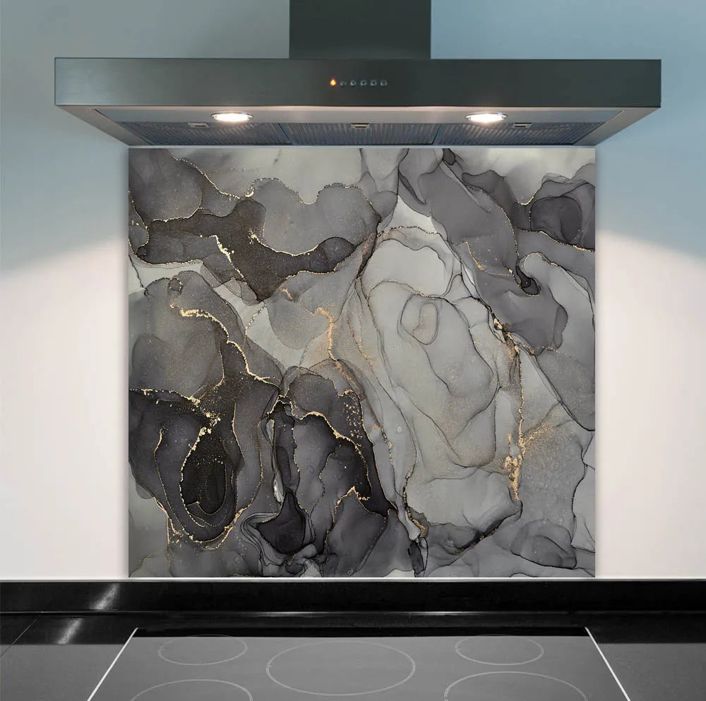 Gold Grey Granite Effect Glass Splashback