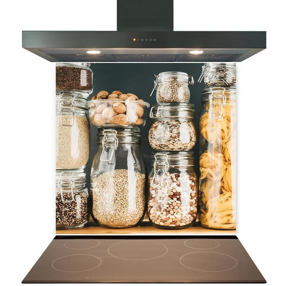 Grain Jars Glass Splashback