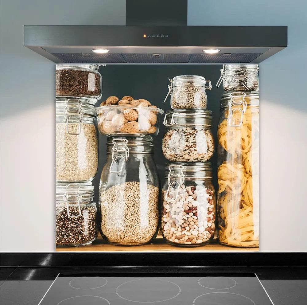 Grain Jars Glass Splashback