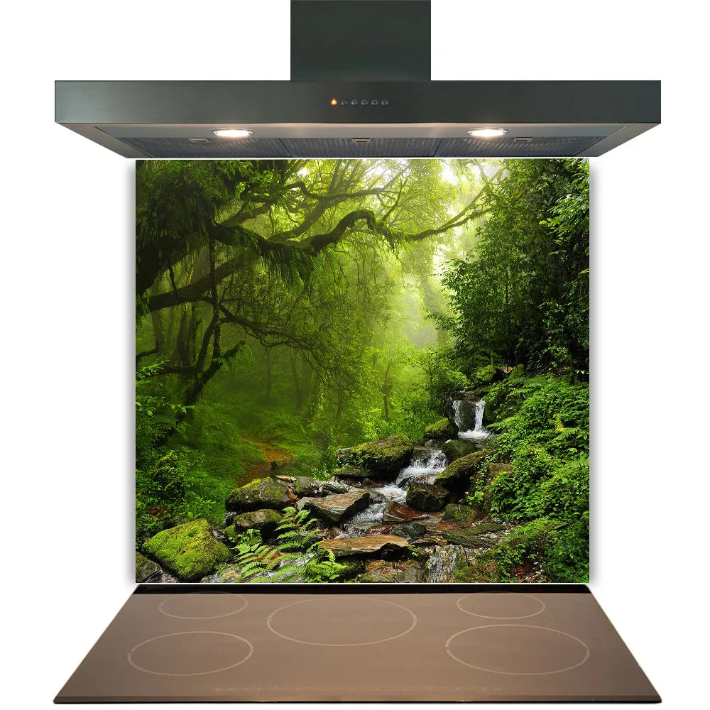 Green Waterfall Glass Splashback