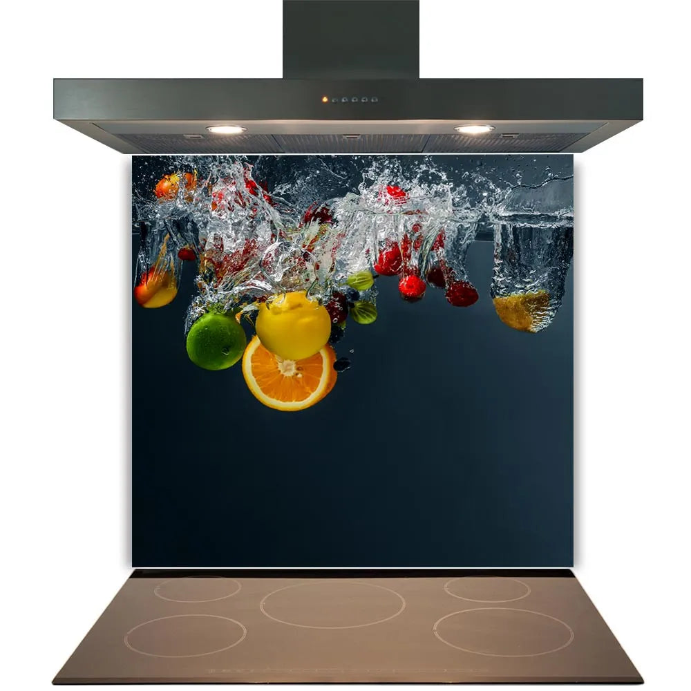 Grey Fruit Glass Splashback