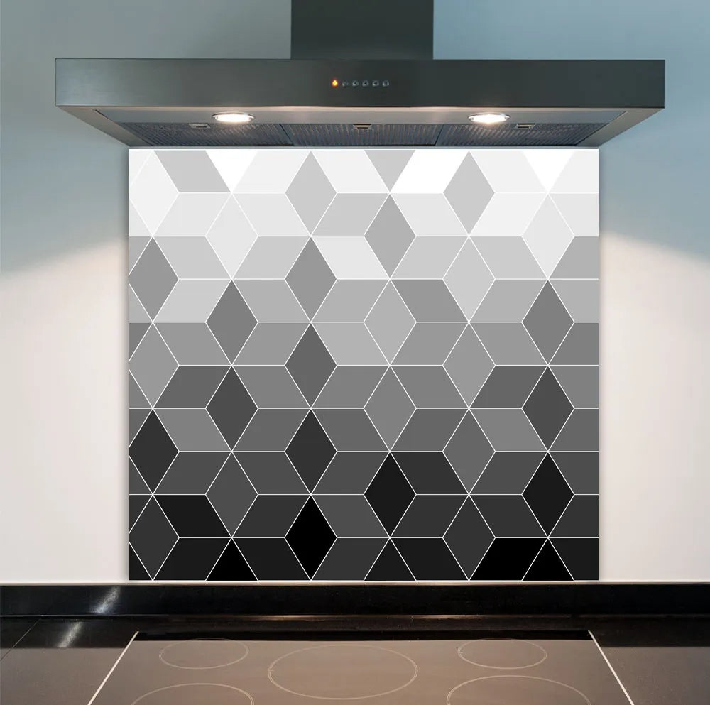 Grey Geometric Glass Splashback