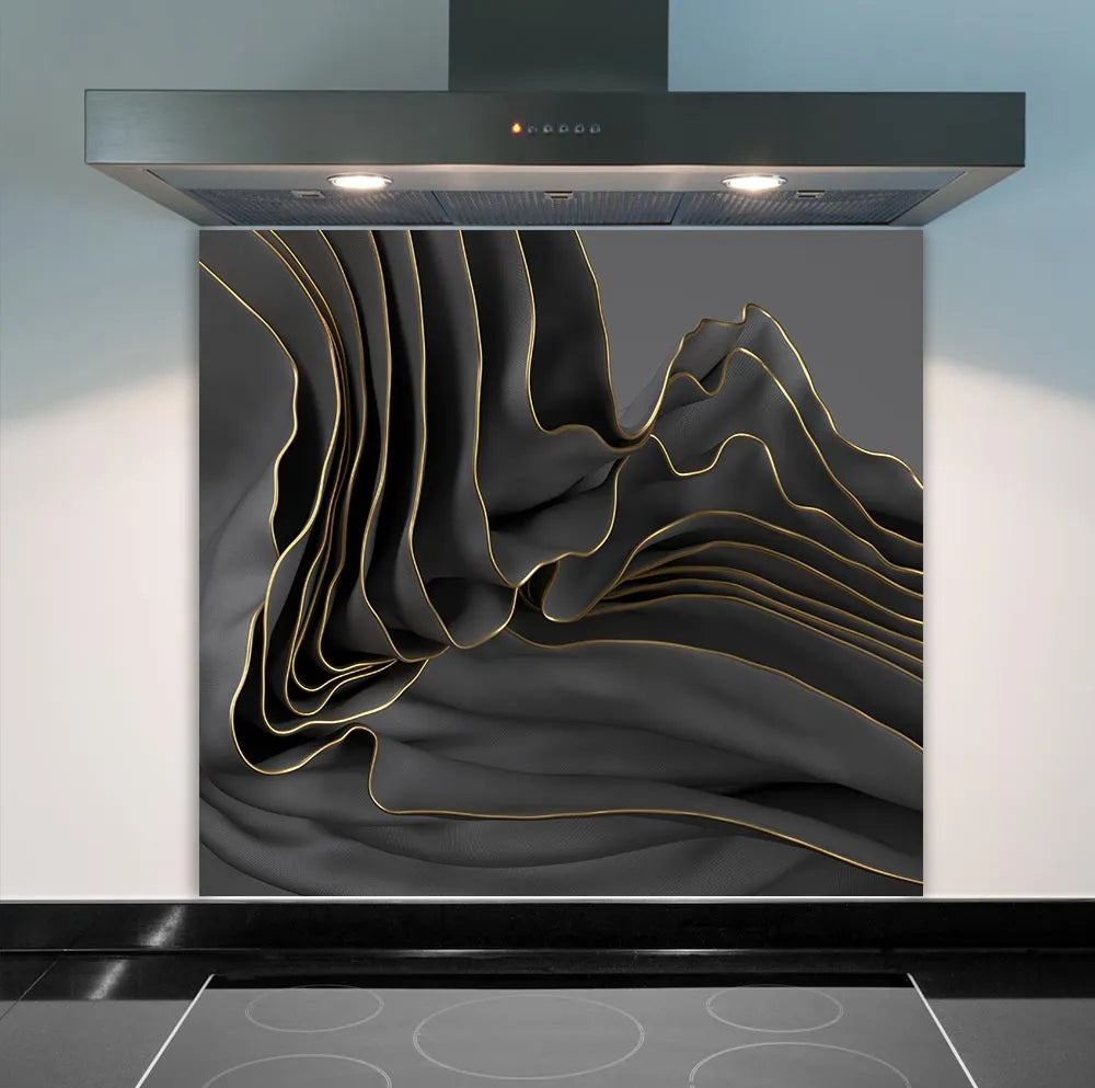 Grey Ripple Glass Splashback