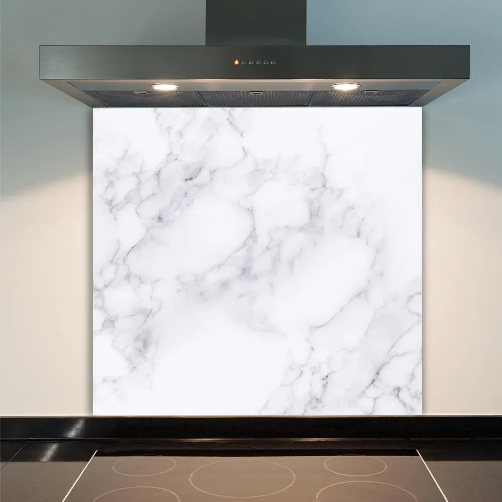 Grey White Marble Glass Splashback