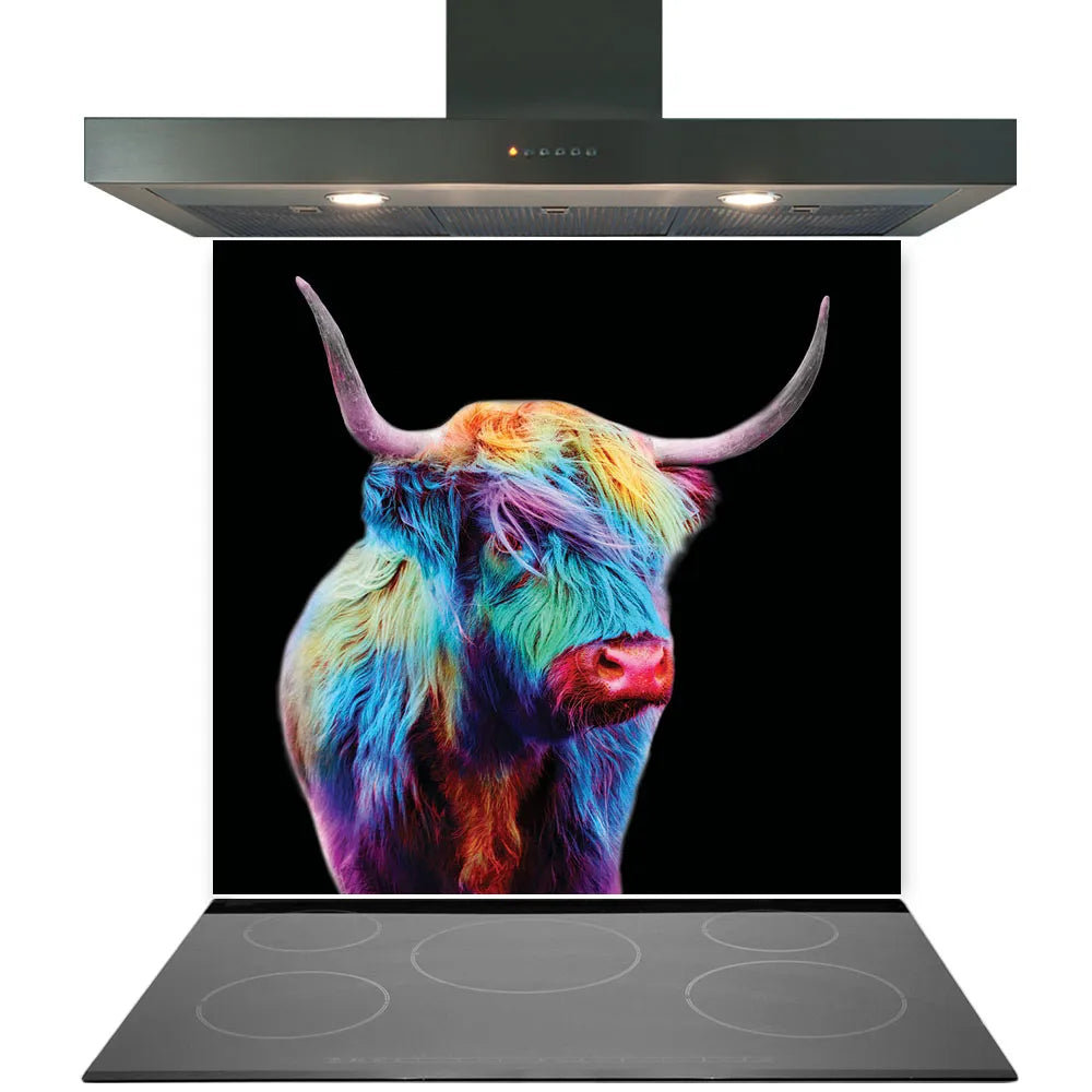 Multi-Coloured Cow Glass Splashback
