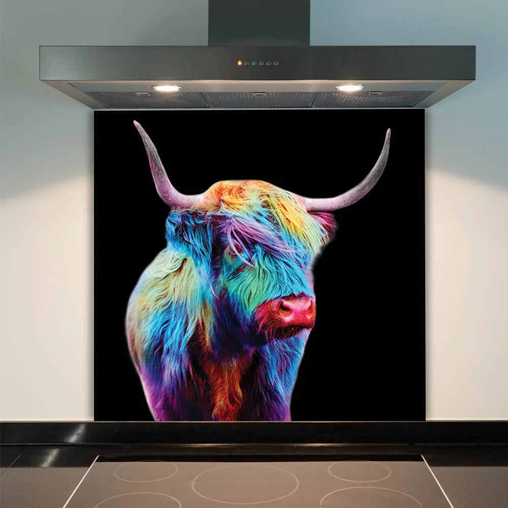 Multi-Coloured Cow Glass Splashback