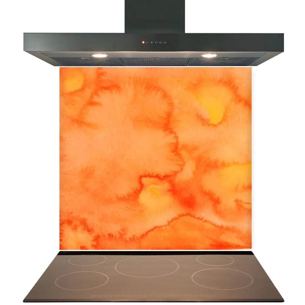 Orange Watercolour Glass Splashback